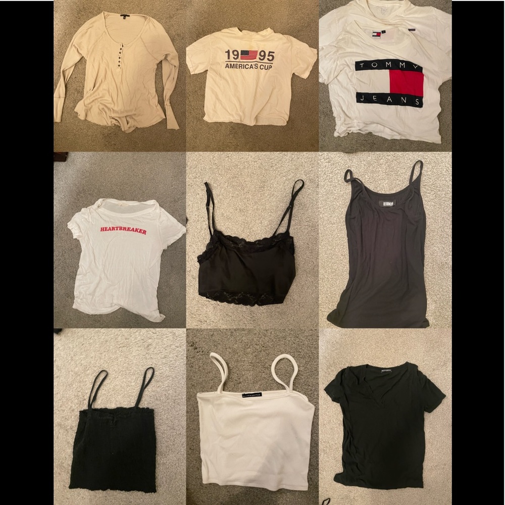 10 tops in Total! Reformation, Brandy Melville, Tommy Hilfiger